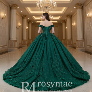 Spring Green Ball Gown Quinceanera Dress with Off the Shoulder