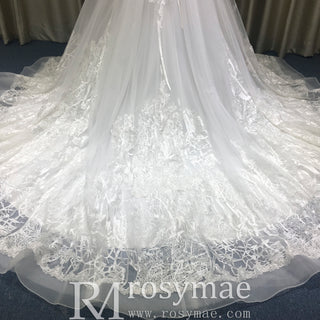 Elegant Square Neckline Wedding Dress with Lace Appliqued