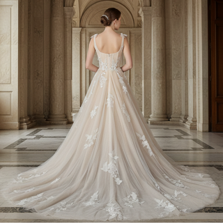 Gorgeous Cream Ball Gown Square Neck Wedding Dresses