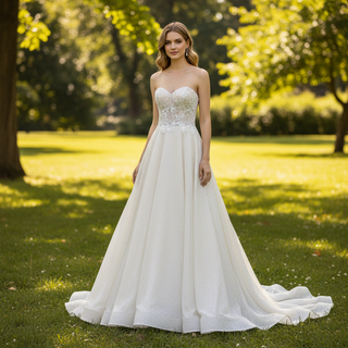 Gorgeous Glitter Tulle A Line Wedding Dresses & Bridal Gowns