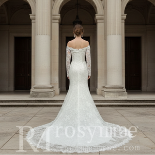 Beaded Lace Mermaid Wedding Dress with Sequins & Eyelash Lace Hem