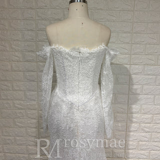 Beaded Lace Mermaid Wedding Dress with Sequins & Eyelash Lace Hem