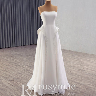 Sheath Wedding Dress Pink Formal Prom Party Gown with Ruffle