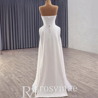 Sheath Wedding Dress Pink Formal Prom Party Gown with Ruffle