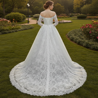 Strapless Lace Ball Gown Wedding Dress Bridal Gown with Eyelash Lace Trim