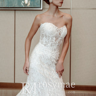Strapless Lace Mermaid Wedding Dress with Sweetheart Neckline