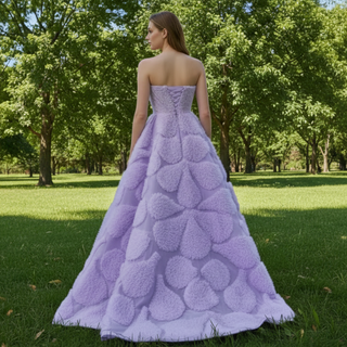 Elegant Strapless Lavender Debutante Gown Lilac Ruffle Wedding Dress