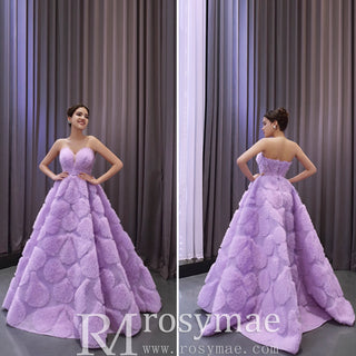 Strapless Lavender Debutante Gown Lilac Ruffle Wedding Dress