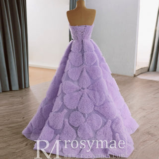 Strapless Lavender Debutante Gown Lilac Ruffle Wedding Dress