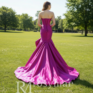 Strapless Mermaid High Low Formal Evening Dresses Pageant Gowns