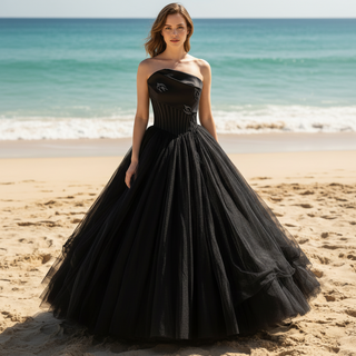 Black Strapless Ball Gown Wedding Dresses and Bridal Gowns