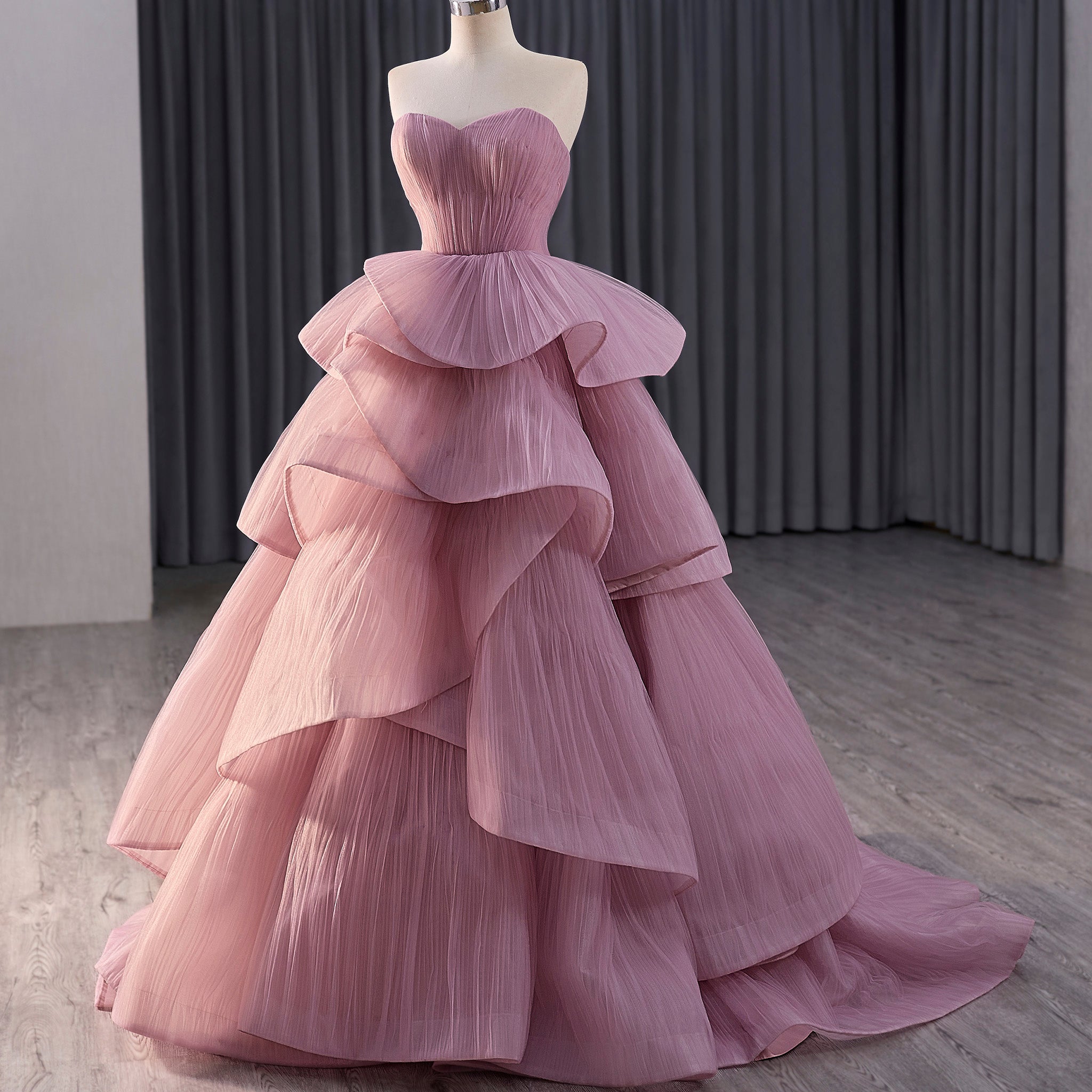 Elegant Tiered Ruffle Ruched Wedding Dress Formal Prom Gown Rosymae Elegant Tiered Ruffle Ruched Wedding Dress Formal Prom Gown Rosymae