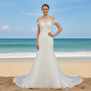 Elegant Lace Mermaid Wedding Dress with Off The Shoulder