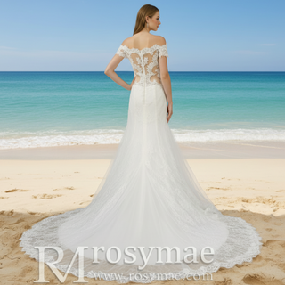 Elegant Lace Mermaid Wedding Dress with Off The Shoulder