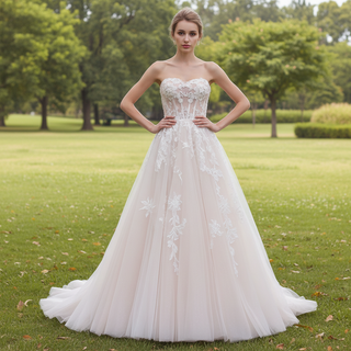 Strapless Sweetheart Neckline Princess Tulle Wedding Dress