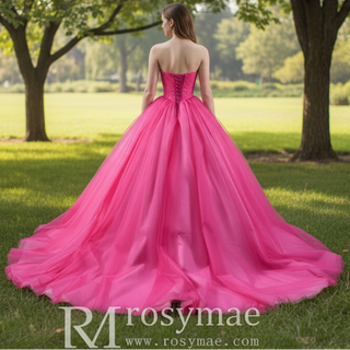 Basque Waist Ruffled Wedding Gown Detachable Overskirt Quinceanera Dress