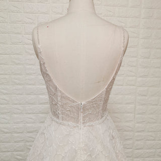Fairy Tale Spaghetti Straps Princess Lace Wedding Dress with Pocket