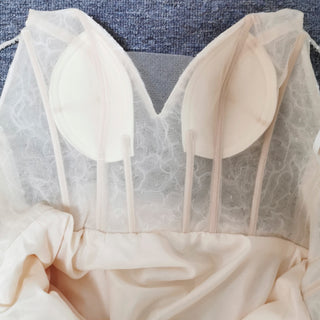 Fairy Tale Spaghetti Straps Princess Lace Wedding Dress with Pocket