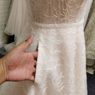 Fairy Tale Spaghetti Straps Princess Lace Wedding Dress with Pocket