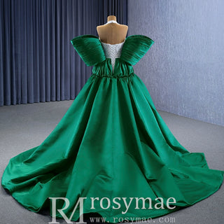 V-neck Halter Green Satin Mermaid Wedding Dress Formal Gown Rosymae V-neck Halter Green Satin Mermaid Wedding Dress Formal Gown Rosymae