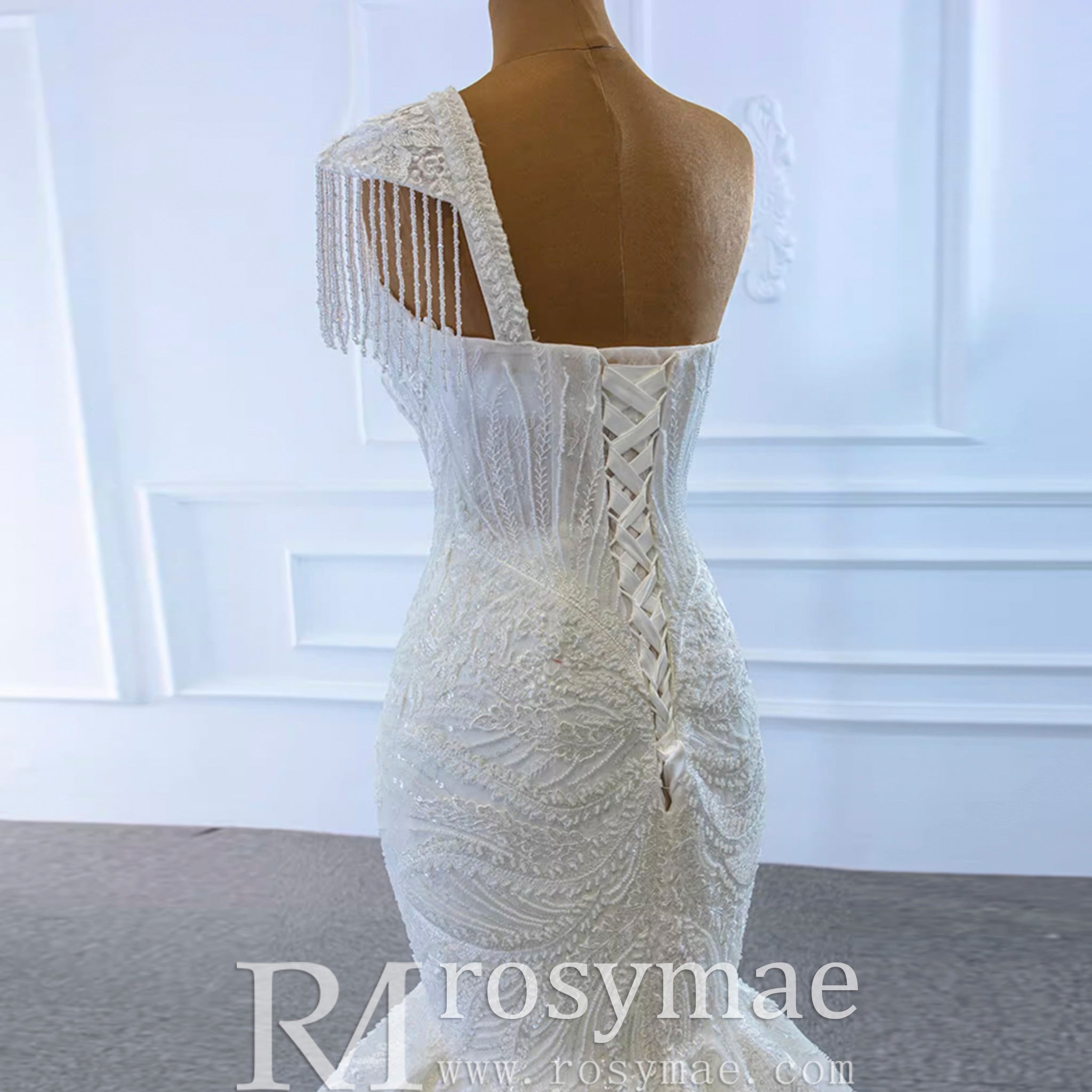 Vintage One Shoulder Cap Sleeve Lace Mermaid Wedding Dress Ivory / 12 Vintage One Shoulder Cap Sleeve Lace Mermaid Wedding Dress Ivory / 12