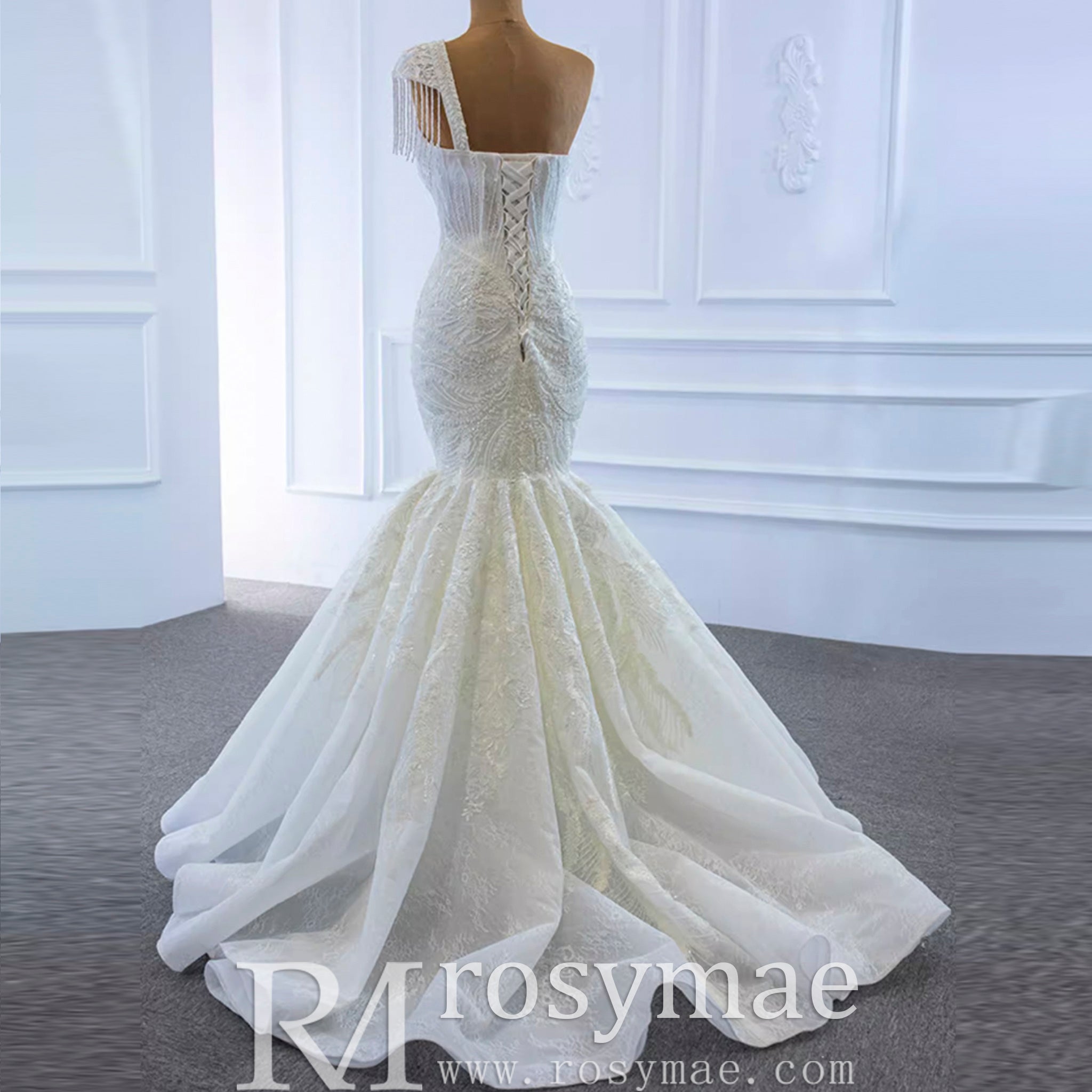 Vintage One Shoulder Cap Sleeve Lace Mermaid Wedding Dress Ivory / 12 Vintage One Shoulder Cap Sleeve Lace Mermaid Wedding Dress Ivory / 12