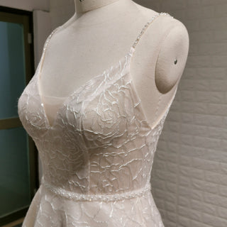 Fairy Tale Spaghetti Straps Princess Lace Wedding Dress with Pocket