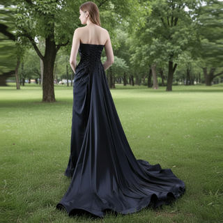 High-end Handmade Beading Evening Dress with Asymmetrical Neck