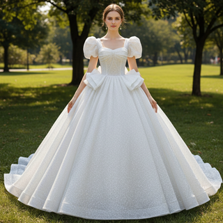 Princess Cap Sleeves Ball Gowns Backless Wedding Dresses
