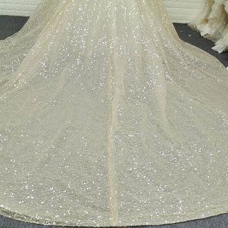 Vintage Champagne Gold Wedding Dress with Off the Shoulder