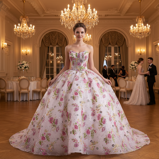 Strapless Sweetheart Ball Gown Quinceañera Dress with Floral Sequined Embroidery