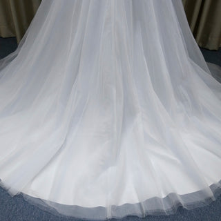 Elegant A-line Flowy Wedding Dress with Cap Sleeve for Beach