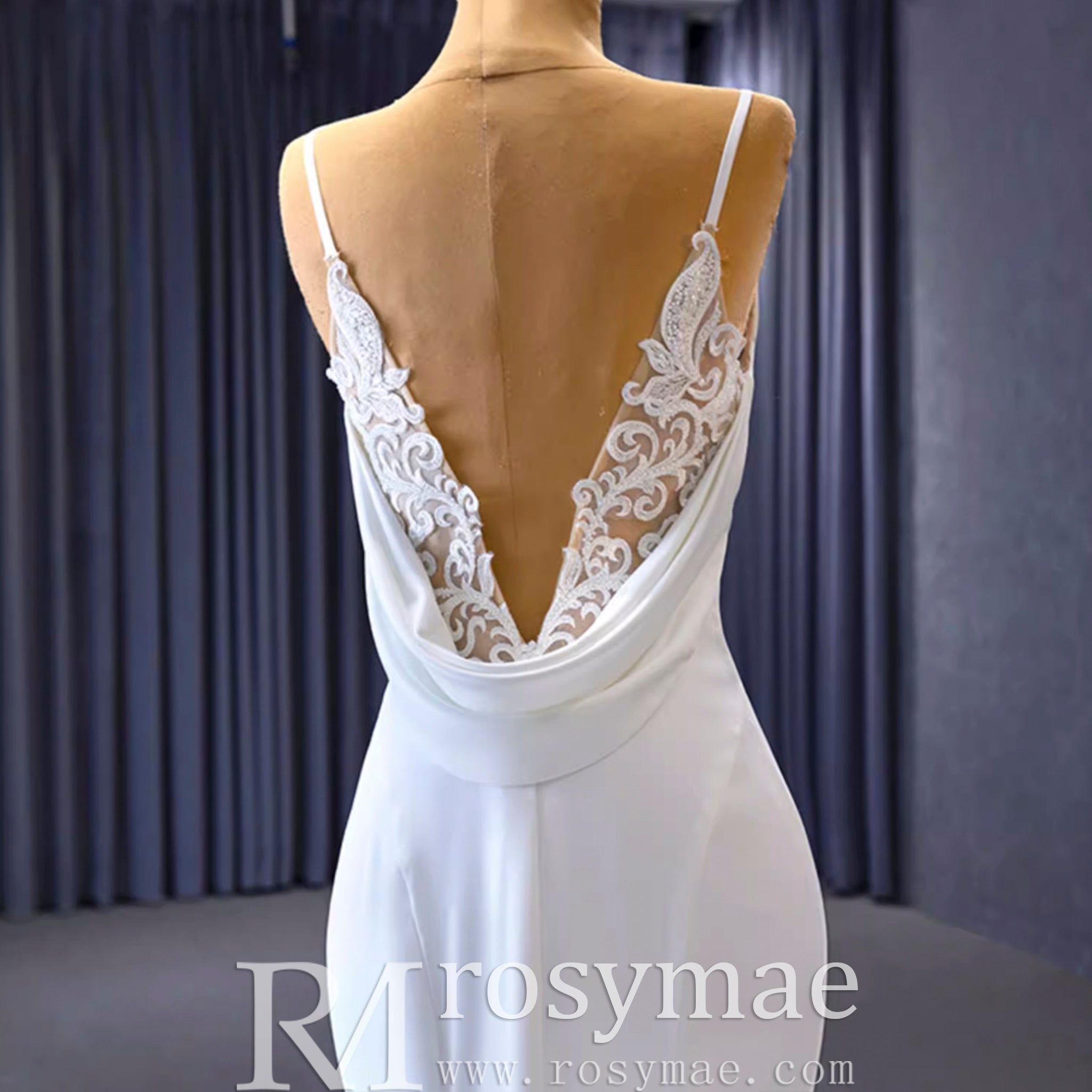 High-end Mermaid Spaghetti Straps Backless Wedding Dress Rosymae High-end Mermaid Spaghetti Straps Backless Wedding Dress Rosymae