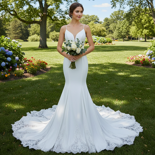 High-end Mermaid Spaghetti Straps Backless Wedding Dress