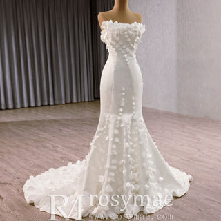 Luxury Satin Mermaid Wedding Dress with Detachable Sleeves