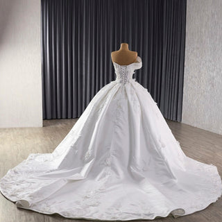 One Sholulder Ball Gown Wedding Dress with Asymmetrical Neckline