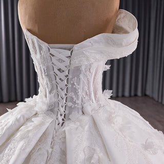 One Sholulder Ball Gown Wedding Dress with Asymmetrical Neckline