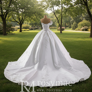One Sholulder Ball Gown Wedding Dress with Asymmetrical Neckline