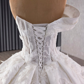 One Sholulder Ball Gown Wedding Dress with Asymmetrical Neckline