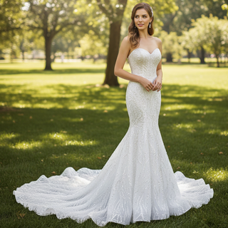 Mermaid Detachable Long Sleeve Wedding Dress with Sweetheart