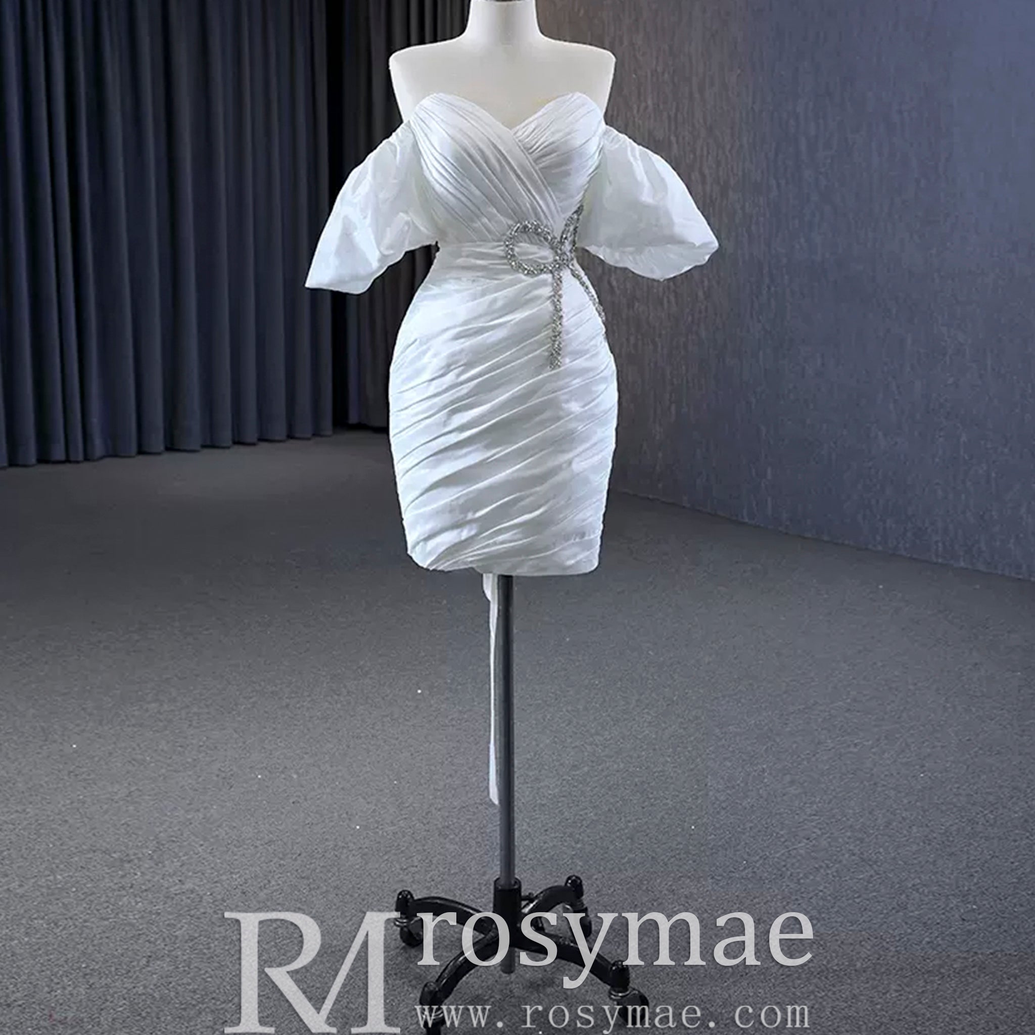 Convertible Short Above Knee Wedding Dress with Detachable Train White / 12 Convertible Short Above Knee Wedding Dress with Detachable Train White / 12