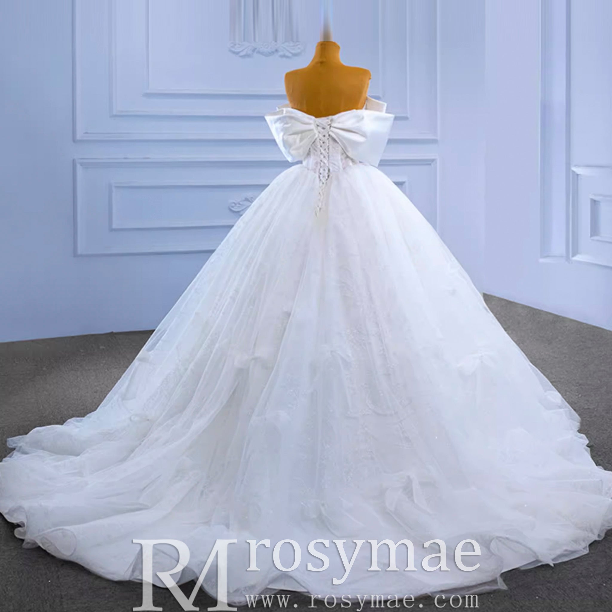 Big Bow Puffy Wedding Dresses Glittery Ball Gown Bridal Gowns Rosymae Big Bow Puffy Wedding Dresses Glittery Ball Gown Bridal Gowns Rosymae