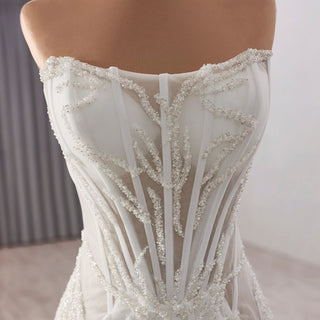 Sexy A-Line Beading Sequins Princess Sheer Wedding Dresses