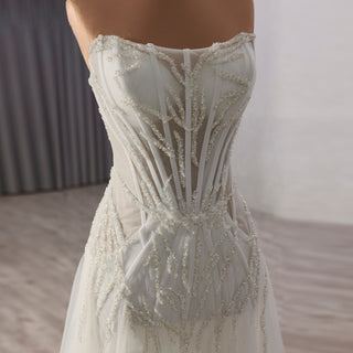 Sexy A-Line Beading Sequins Princess Sheer Wedding Dresses