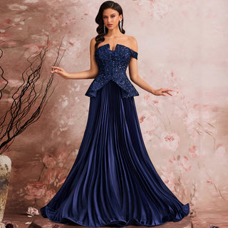 Elegant Sequin Patchwork Strapless Off-Shoulder Women Evening Dress Elegant Sequin Patchwork Strapless Off-Shoulder Women Evening Dress