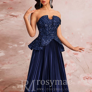 Elegant Sequin Patchwork Strapless Off-Shoulder Women Evening Dress