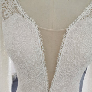 Floral Lace Mermaid Wedding Dress with Off the Shoulder Long Sleeve