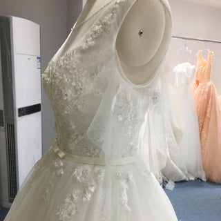 Women Off Shoulder Keyhole A Line Wedding Dress with Flutter Sleeve