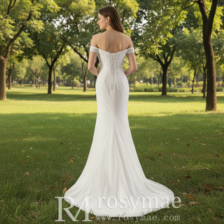 Unique Design Sparkly Mermaid Wedding Dress With Cape train