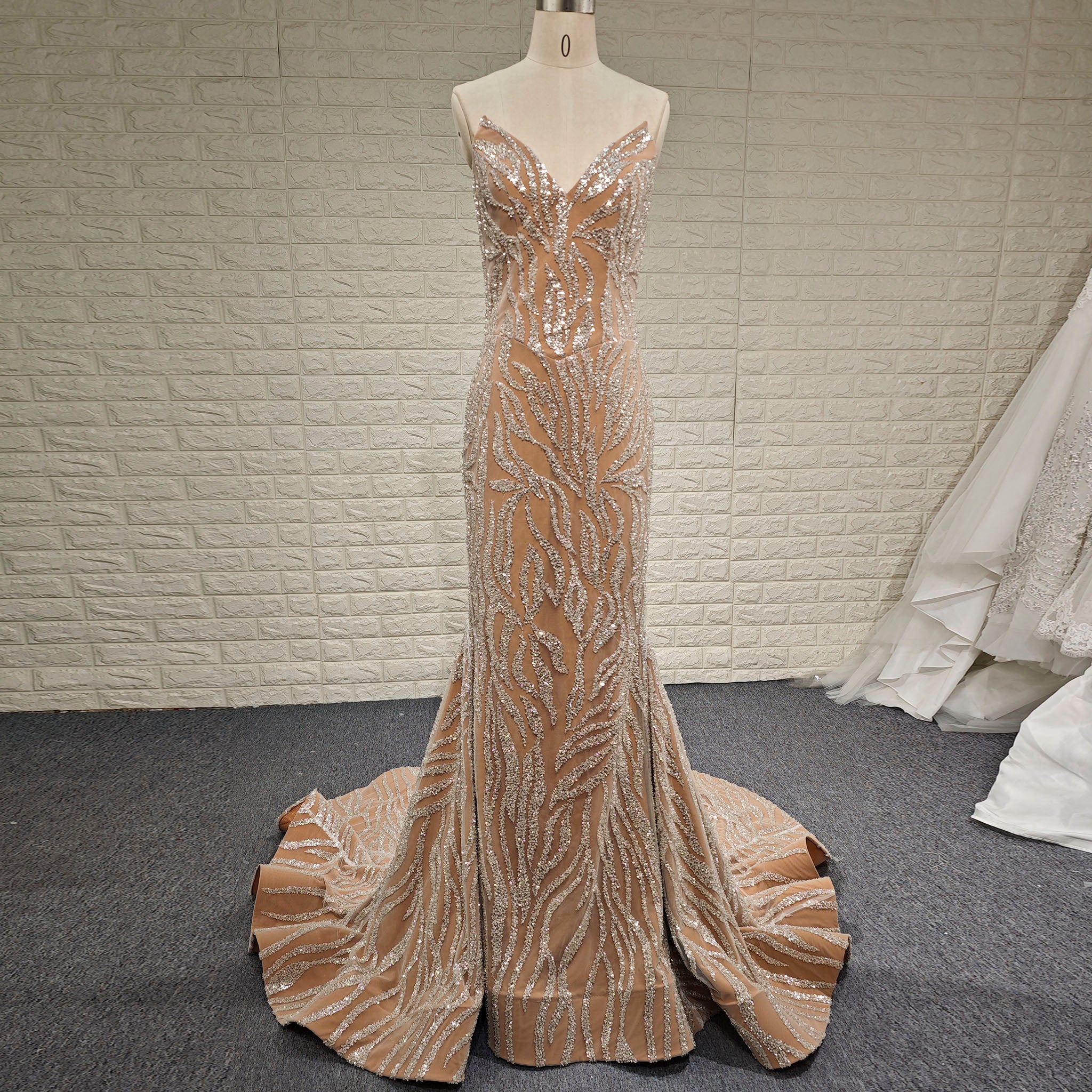 Elegant Women V Neck Sequin Maxi Evening Dress with Sparkly Champagne / 6 Elegant Women V Neck Sequin Maxi Evening Dress with Sparkly Champagne / 6